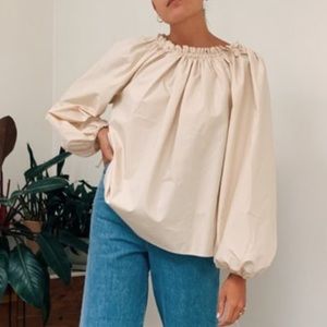 Shaina Mote tencel linen billow blouse